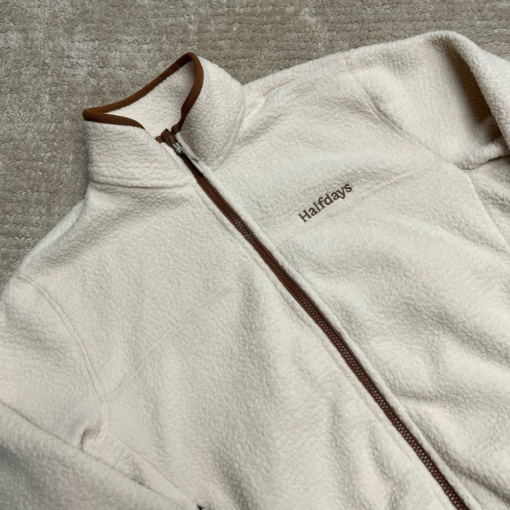 Halfdays Chapelle Fleece Full Zip Jacket - Oat Milk / Brown - Size M